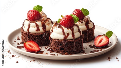 brownie sundae isolated,cartoon illustration