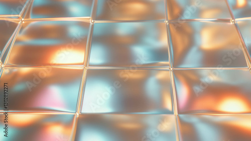 Abstract metallic reflection background with grid pattern for modern design projects