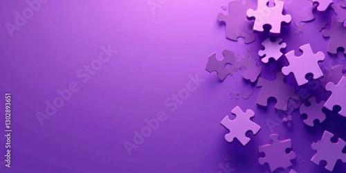 Wallpaper Mural Abstract Purple Puzzle Pieces Scattered on a Solid Background, Representing Problem Solving and Teamwork Torontodigital.ca