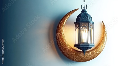 A stunning lantern beautifully cradled in a crescent moon design, blending traditional charm with modern aesthetics for a unique decor piece.