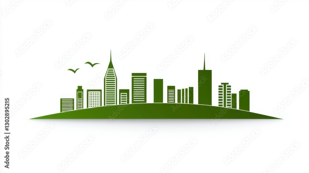Fototapeta premium Green City Skyline, Eco-Friendly Urban Landscape
