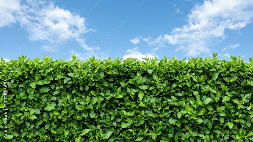 Lush Green Hedge Against Blue Sky Lush Green Hedge Against Blue Sky