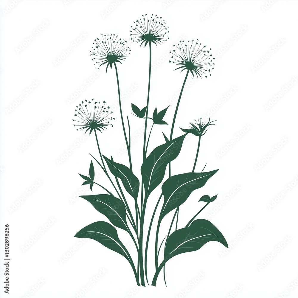 custom made wallpaper toronto digitalStylish Vector Art of a Clean White Background Illustrating Four Wildflowers with Green Leaves and Stems, Representing the Parable of the Weeds