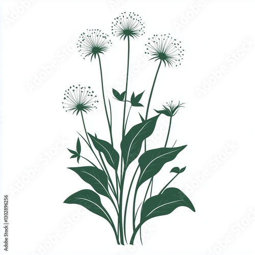 Wallpaper Mural Stylish Vector Art of a Clean White Background Illustrating Four Wildflowers with Green Leaves and Stems, Representing the Parable of the Weeds Torontodigital.ca