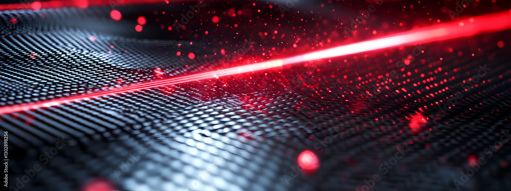 Fototapeta premium Sleek Carbon Fiber with Red Laser Beams