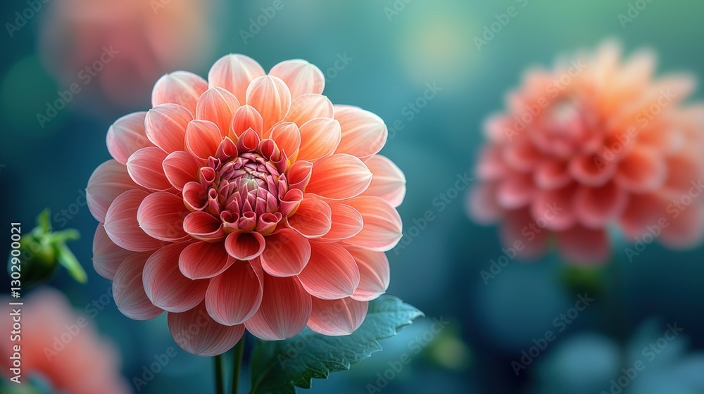 Close-up of a peach dahlia flower in a garden. Close-up of a peach dahlia flower in a garden.