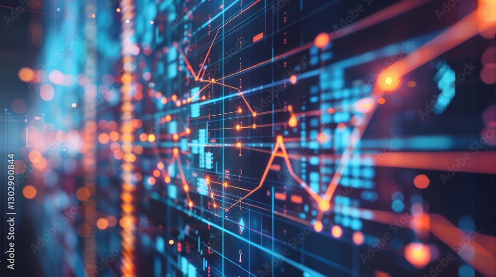 Obraz premium Dynamic Digital Data Visualization with Bright Colors and Graphs