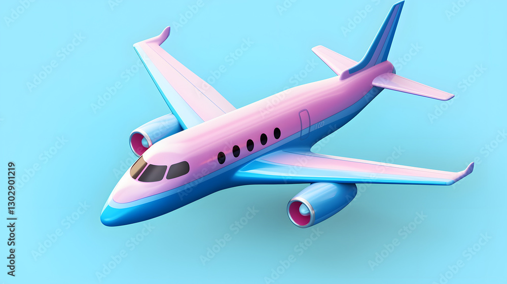 Naklejka premium Jet isometric Cartoon 3D Colorful
