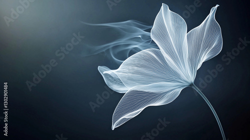Ethereal key flower with delicate silver-blue petals and graceful stem