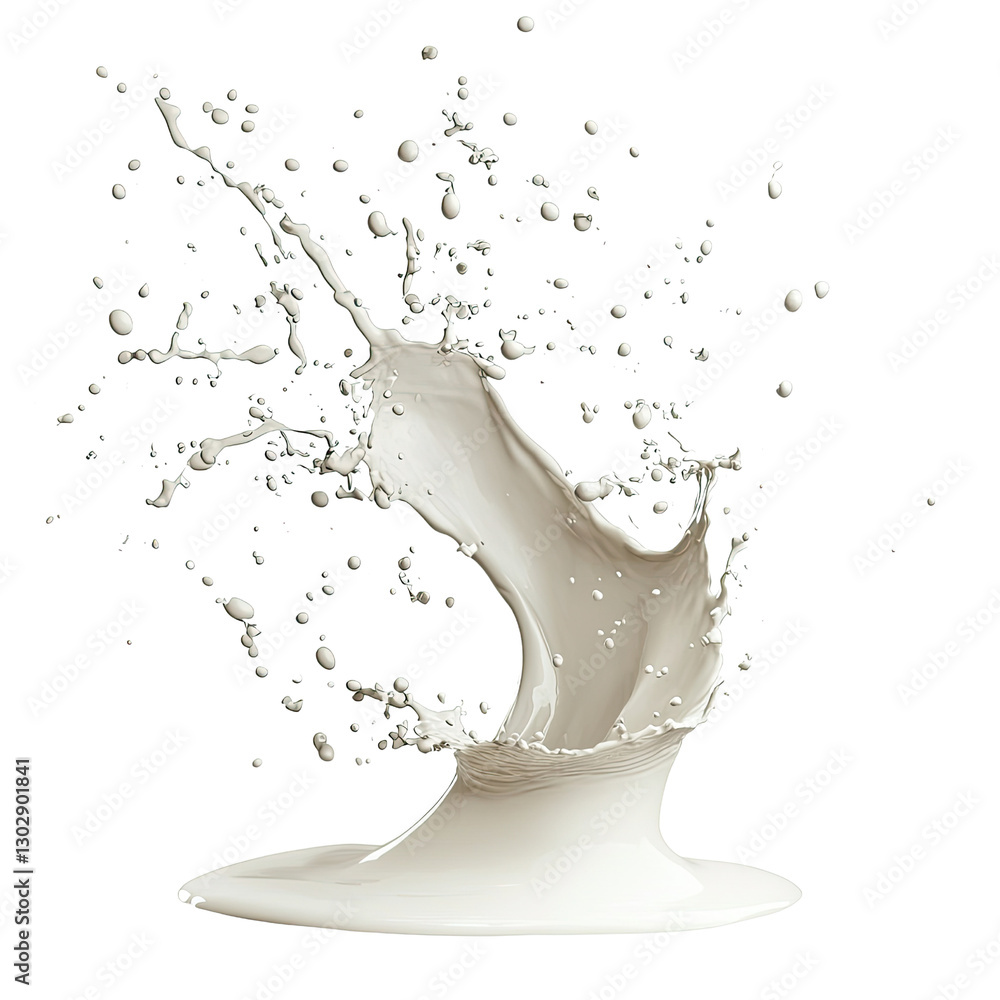 High-Quality Splash of Milk Captured in Motion Creating Dynamic Splashes and Droplets in a Clean White Background High-Quality Splash of Milk Captured in Motion Creating Dynamic Splashes and Droplets in a Clean White Background