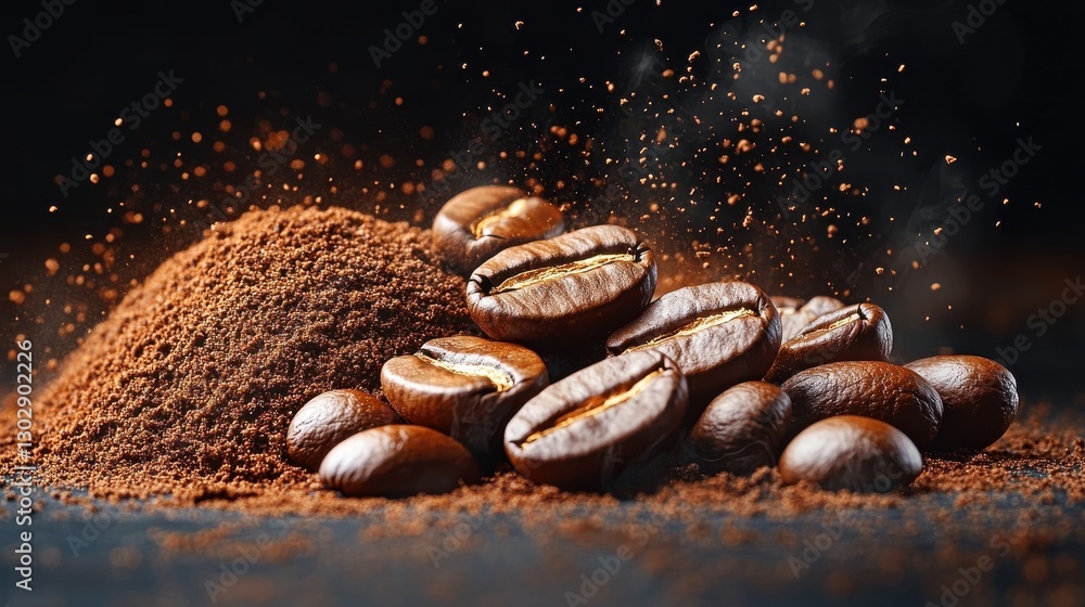 coffee beans and heap of ground coffee isolated,cartoon illustration coffee beans and heap of ground coffee isolated,cartoon illustration