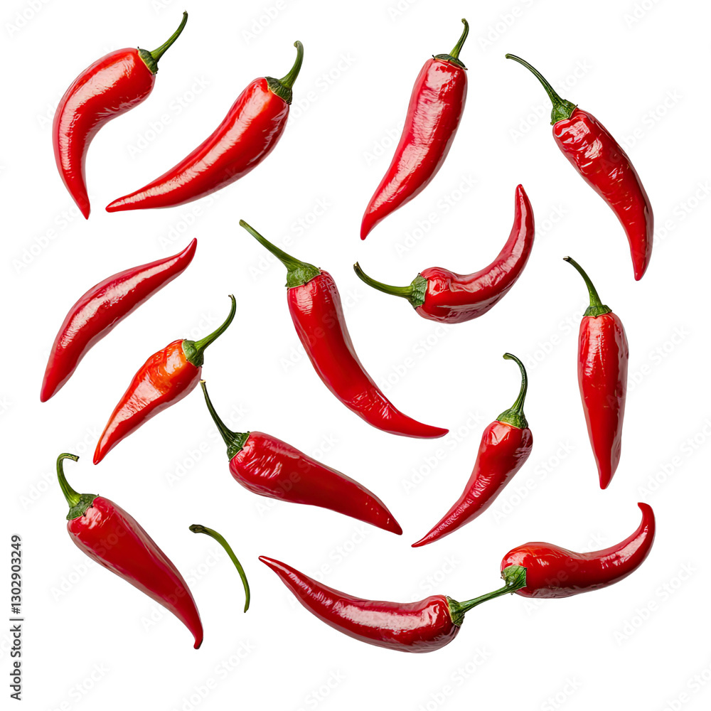 Fresh Red Chili Peppers Arranged on a Black Background for Culinary Use and Spicy Dishes Fresh Red Chili Peppers Arranged on a Black Background for Culinary Use and Spicy Dishes