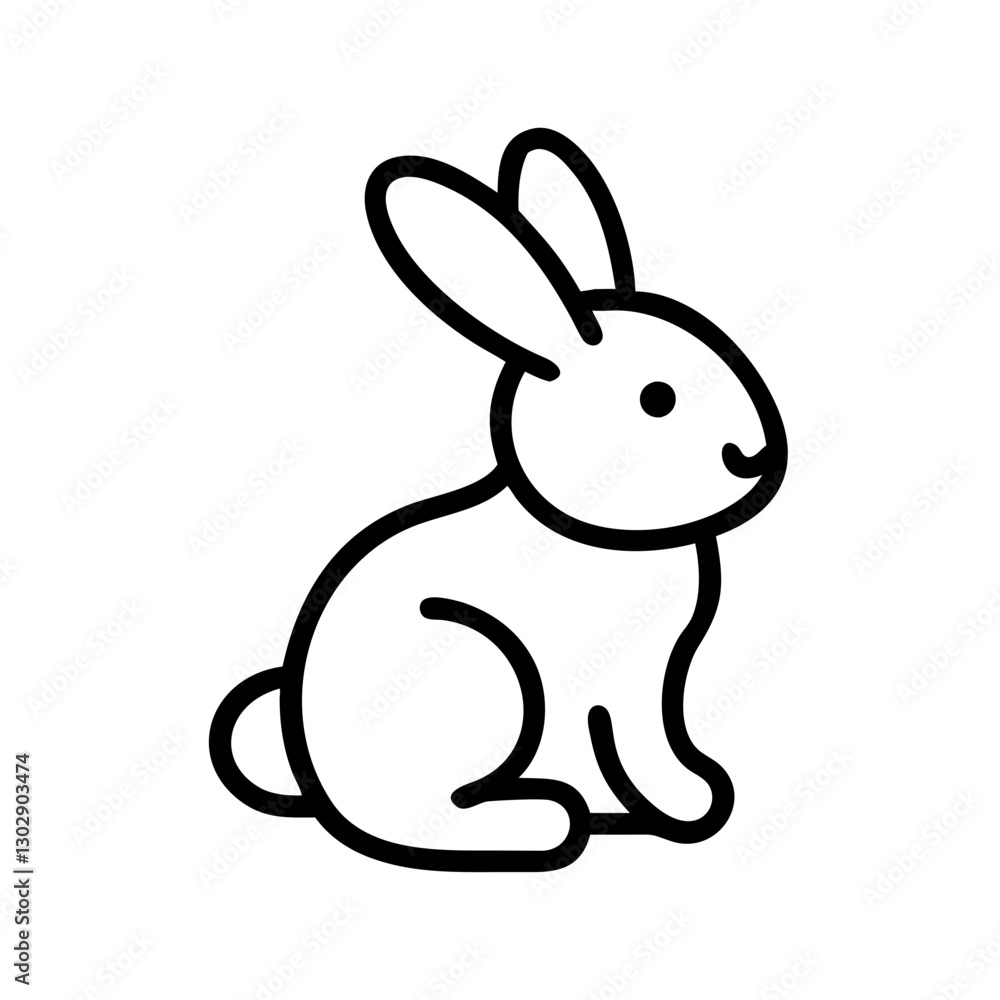 Obraz premium Easter chocolate bunny icon, simple, black outline, symbol of Easter treats