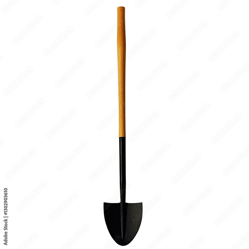 Black Gardening Spade with Wooden Handle for Soil Turning and Planting in Outdoor Gardens Black Gardening Spade with Wooden Handle for Soil Turning and Planting in Outdoor Gardens