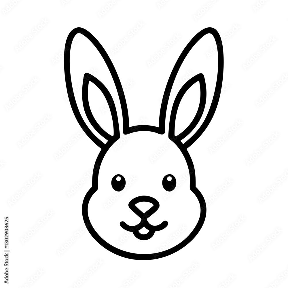 Easter bunny face icon, simple, black outline, symbol of Easter celebrations Easter bunny face icon, simple, black outline, symbol of Easter celebrations