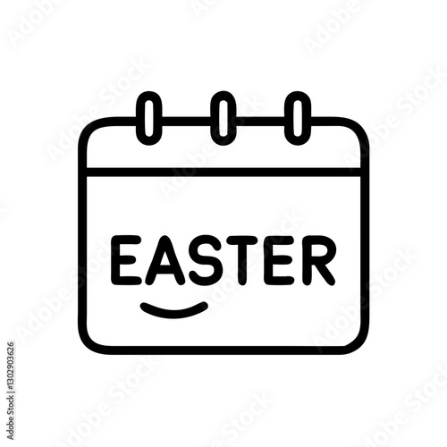 Easter calendar date icon, simple, black outline, symbol of celebration and joy