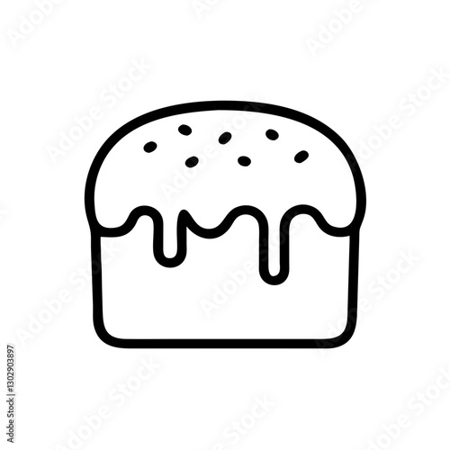 Easter cake icon, simple, black outline, festive symbol for Easter celebration