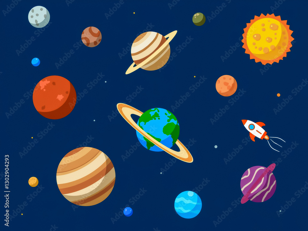 whimsical of the solar system with planets and whimsical of the solar system with planets and