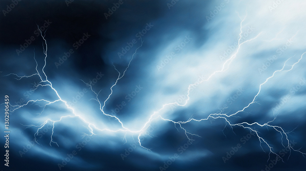 A painting that captures the essence of a thunderstorm, with jagged bolts of lightning illuminating the dark clouds A painting that captures the essence of a thunderstorm, with jagged bolts of lightning illuminating the dark clouds