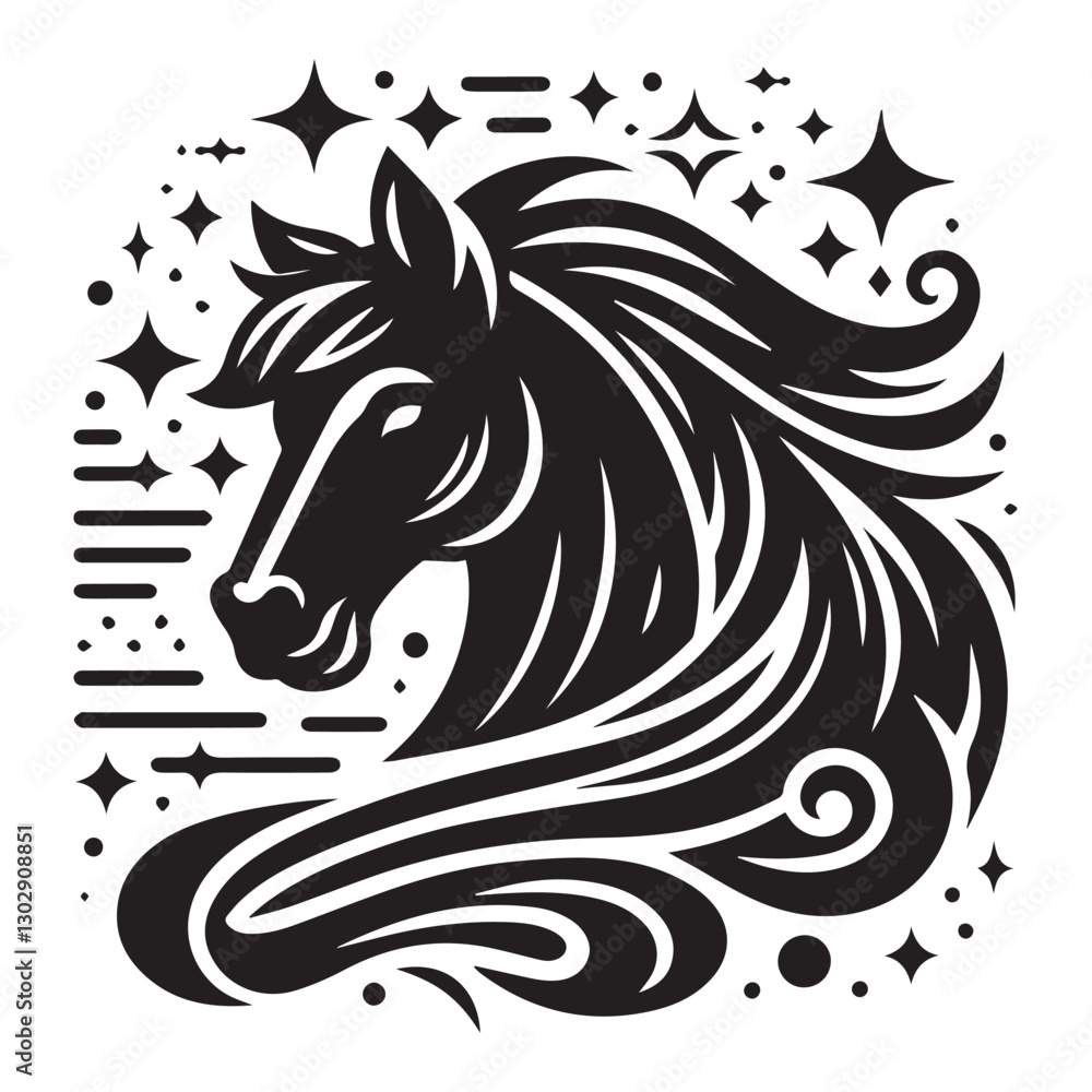 Naklejka premium Bold horse head silhouette design for logo
