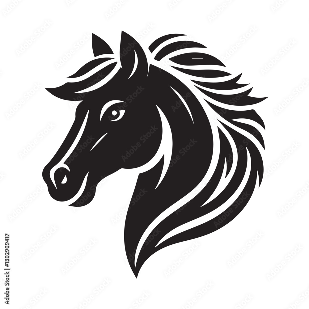 Fototapeta premium Bold horse head silhouette design for logo