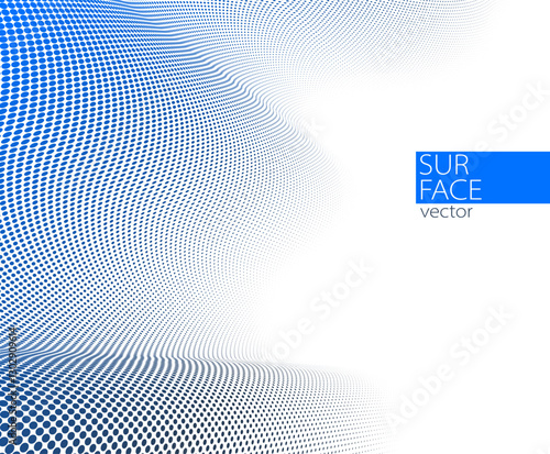 Dotted vector abstract background, blue and grey dots in perspective flow, dotty texture abstraction, big data technology image, cool backdrop.