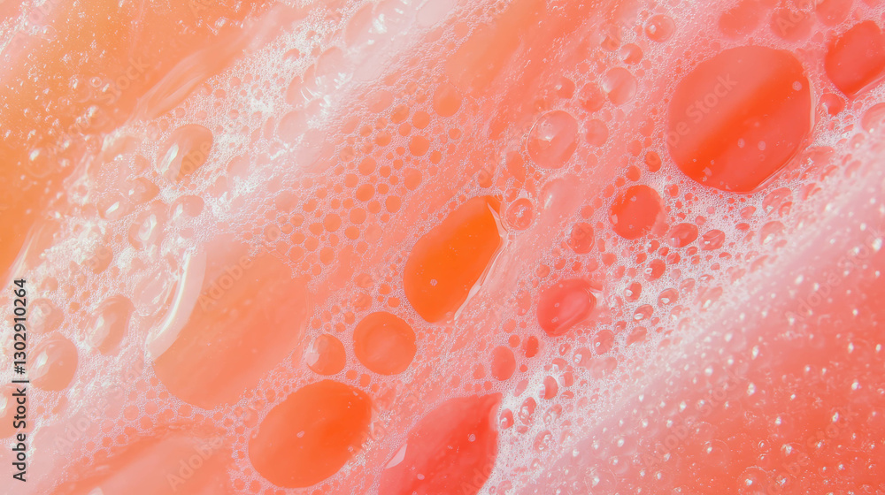 Fototapeta premium Elegant close-up texture of fresh rhubarb with bubbles for natural design inspiration