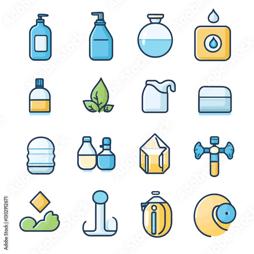 Cosmetic and Personal Care Product Icons: Beauty and Health Essential Set