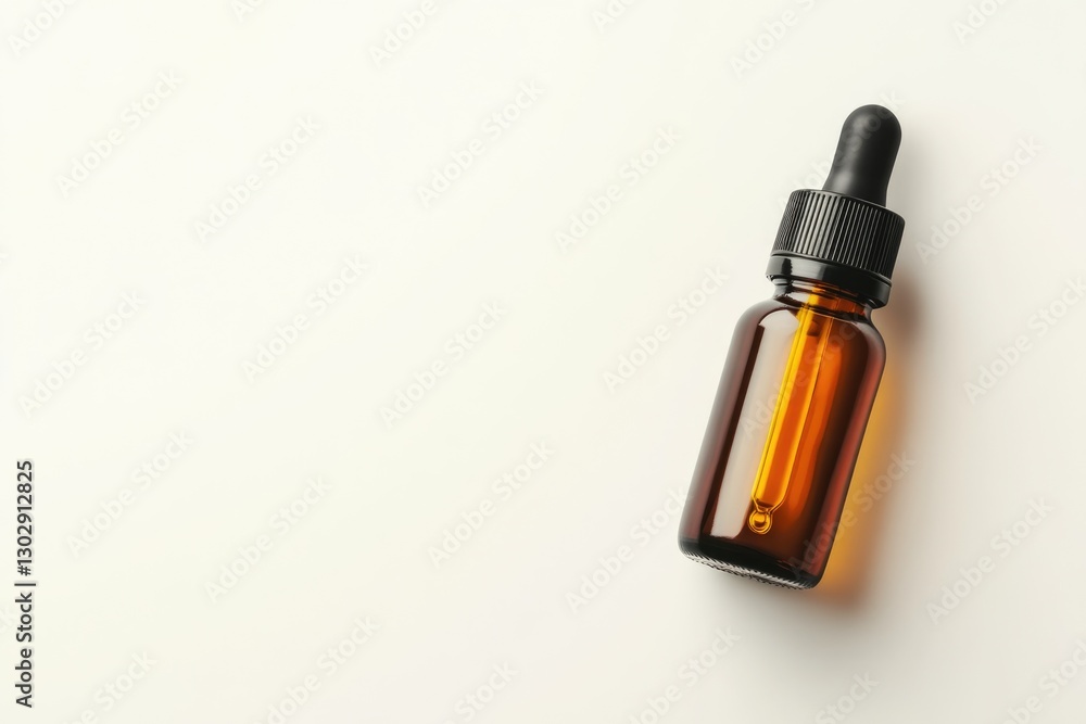 Minimalistic amber dropper bottle mockup with black cap Minimalistic amber dropper bottle mockup with black cap