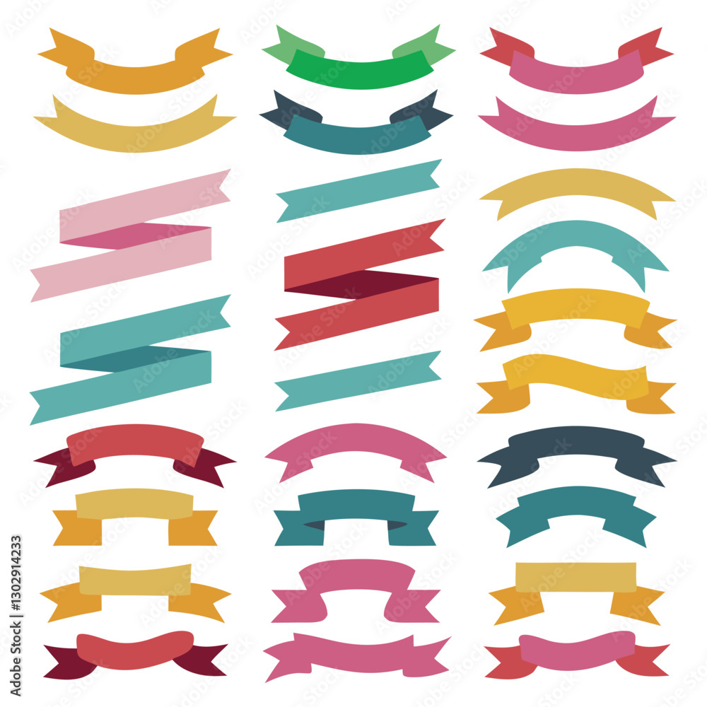 set of colorful ribbons set of colorful ribbons