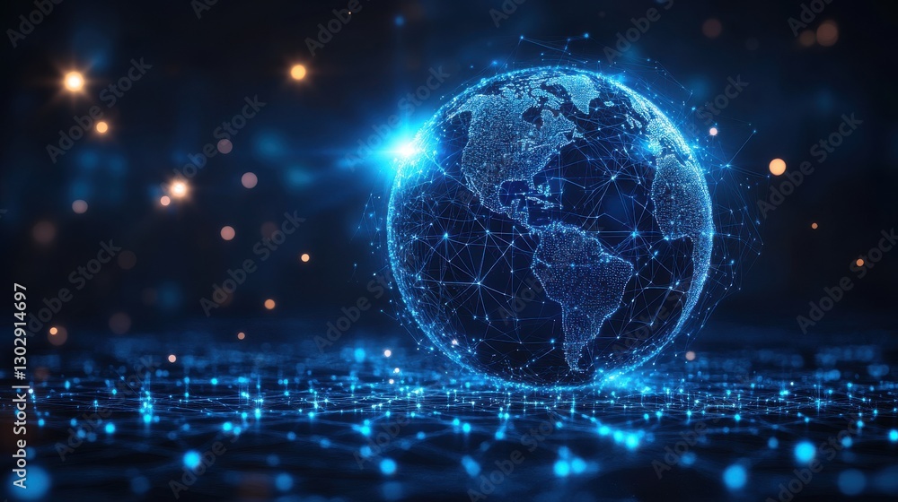 Obraz premium digital globe representing global network connections with technological impact texture background