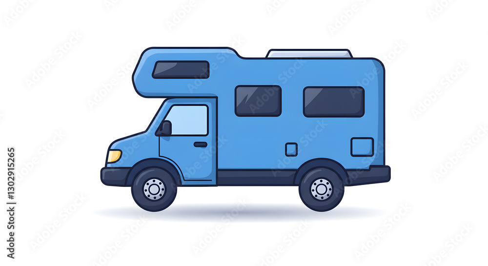 Blue Camper Van Vector Illustration Blue Camper Van Vector Illustration