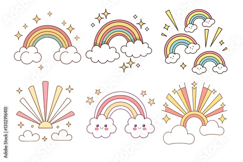 A Bundle of Cute Light rays vector cartoon illustration Easter day