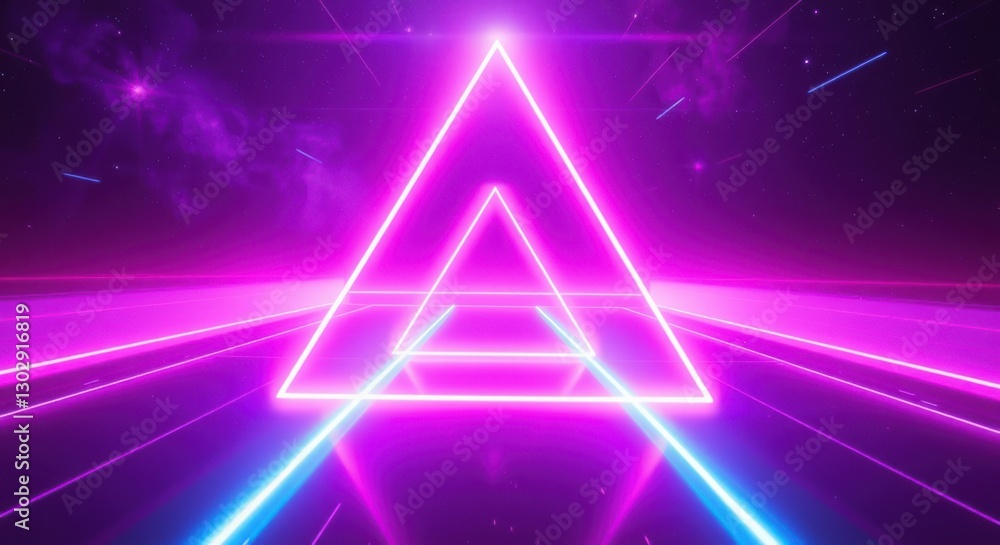 Neon triangle in a purple galactic space, creating a dynamic and futuristic abstract image for visuals. Neon triangle in a purple galactic space, creating a dynamic and futuristic abstract image for visuals.