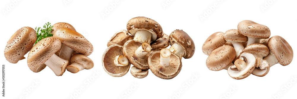 Collection of Brown Mushrooms Isolated on Transparent Background Showing Variety of Species and Textures Collection of Brown Mushrooms Isolated on Transparent Background Showing Variety of Species and Textures