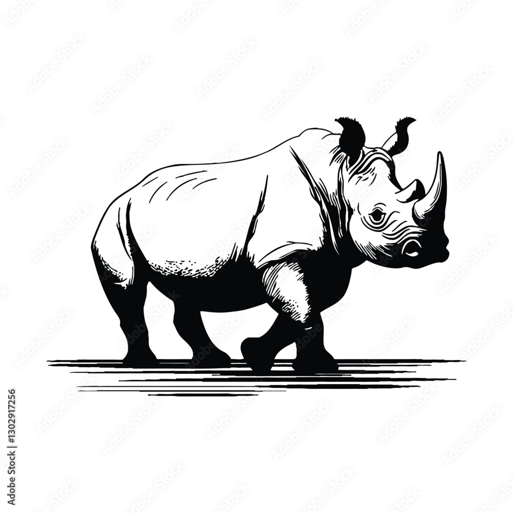 Fototapeta premium Rhinoceros vector silhouette illustration