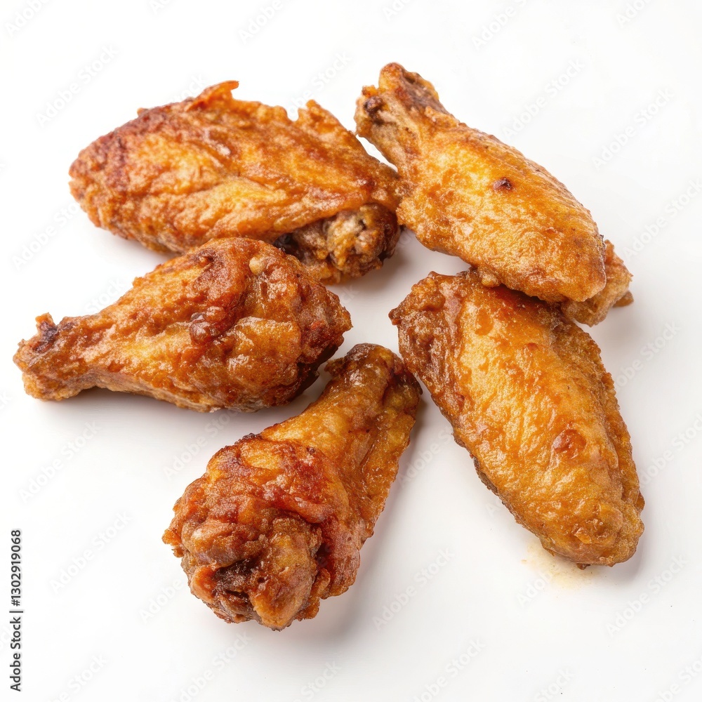 Close up Image of Crispy Fried Chicken Wings Served on a Plate Close up Image of Crispy Fried Chicken Wings Served on a Plate