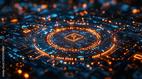 Wallpaper Mural Glowing digital key on circuit board. Torontodigital.ca