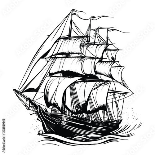 ship coloring book page design