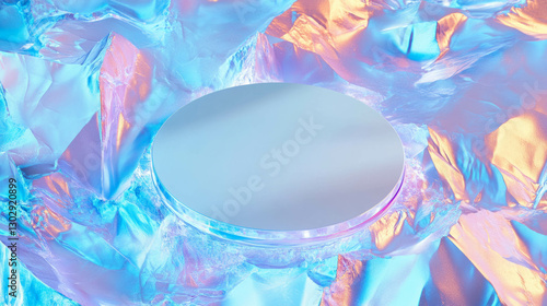 Abstract presentation display on iridescent background for modern design concepts