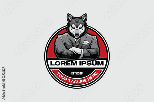 Wolf with suit character vector logo template