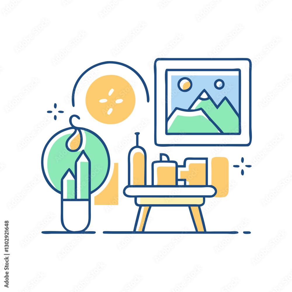 Art classroom icon, symbolizing creativity, art, and academic environment Art classroom icon, symbolizing creativity, art, and academic environment