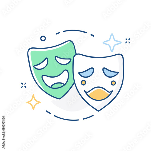 Drama mask icon, symbolizing drama, creativity, and self-expression
