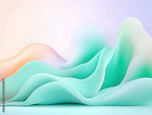 Abstract fluid shapes in pastel colors creating a serene landscape background
