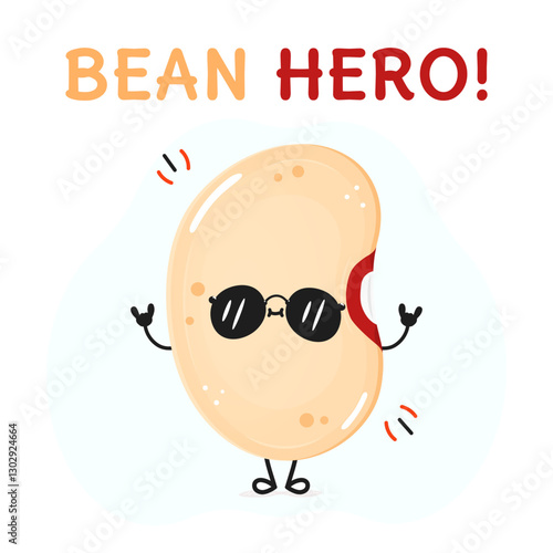 Cool Cartoon Bean Character Wearing Sunglasses and Rocking Out Vector Illustration