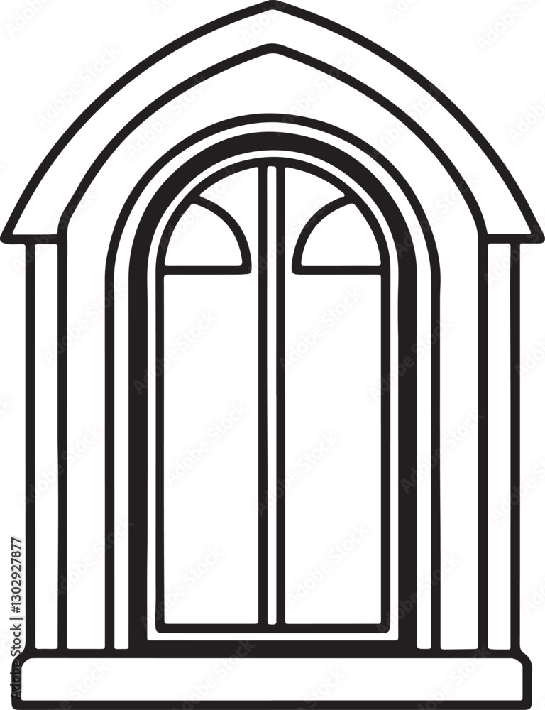 Fototapeta premium door line art, black outline, vector and illustration, coloring book page line art drawing