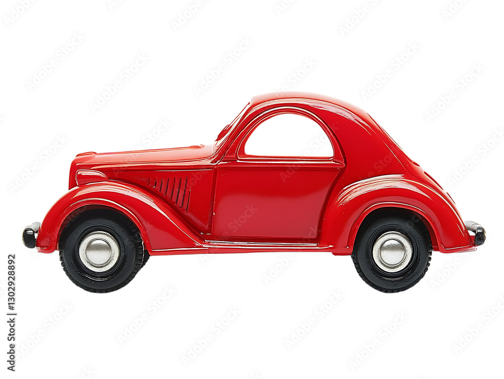 Fototapeta premium Classic red vintage car side view.