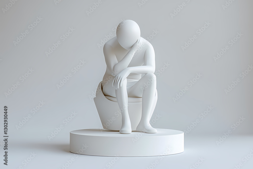 3D Rendered Seated Figure Sculpture In Light Gray 3D Rendered Seated Figure Sculpture In Light Gray