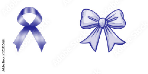 Vector Illustration of a Blue Ribbon and Bow for Celebratory Events