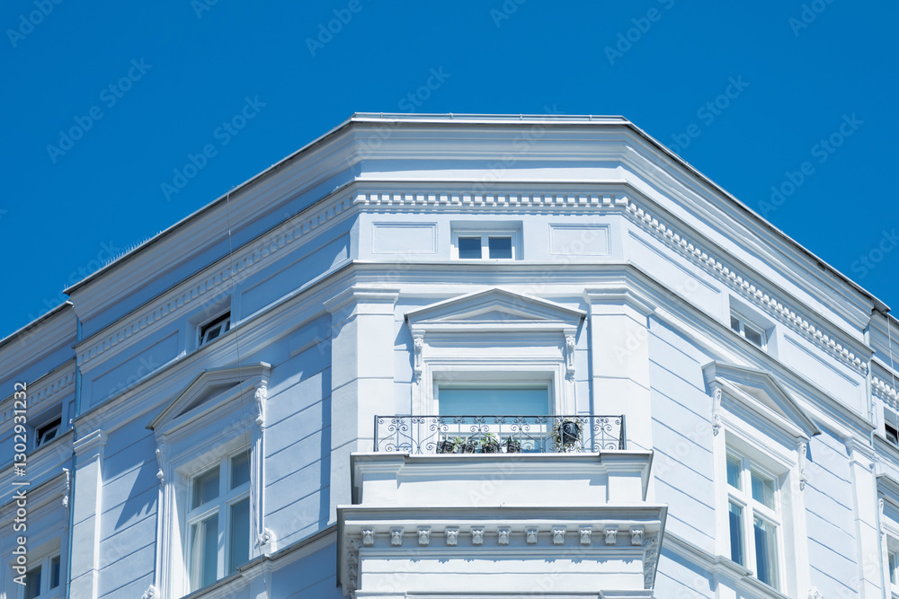 Fototapeta premium beautiful blue ancient urban building in sunny day